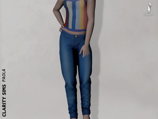 Paola - Jeans Pants for Kids 1 Paola – Jeans Pants for Kids Sims 4 CC