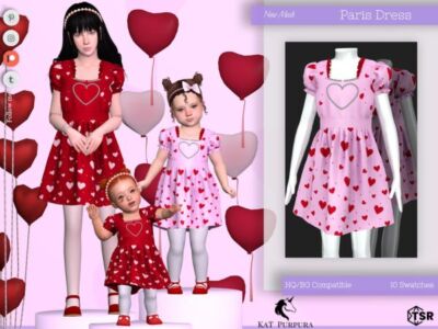 Charming Paris Dress for Kids Sims 4 CC