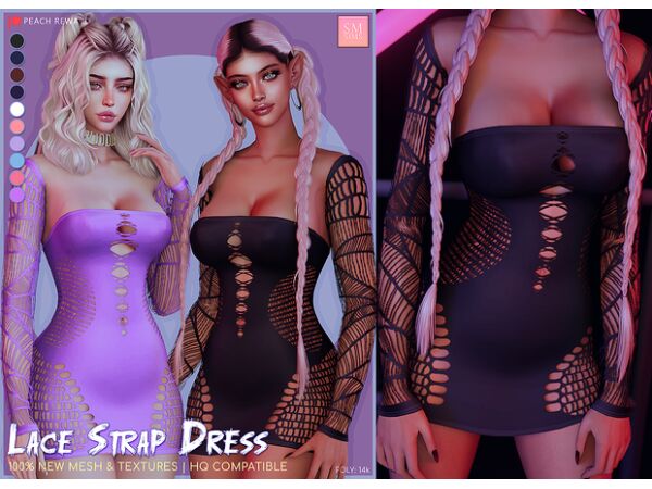 Peach Lace Strap Dress by SMSims 1 Peach Lace Strap Dress by SMSims Sims 4 CC