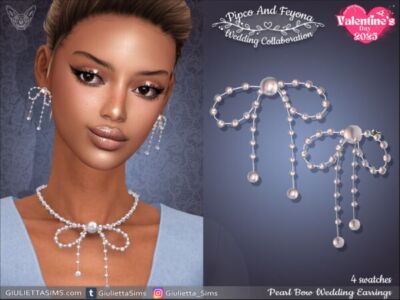 Elegant Pearl Bow Wedding Earrings Sims 4 CC
