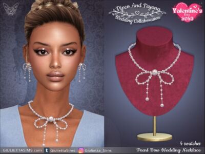 Pearl BOW Wedding Necklace Sims 4 CC