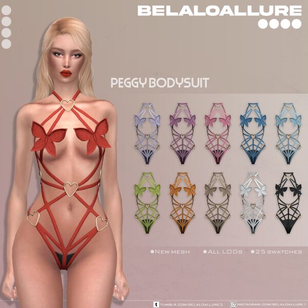Stylish Peggy Bodysuit by Belaloallure Sims 4 CC