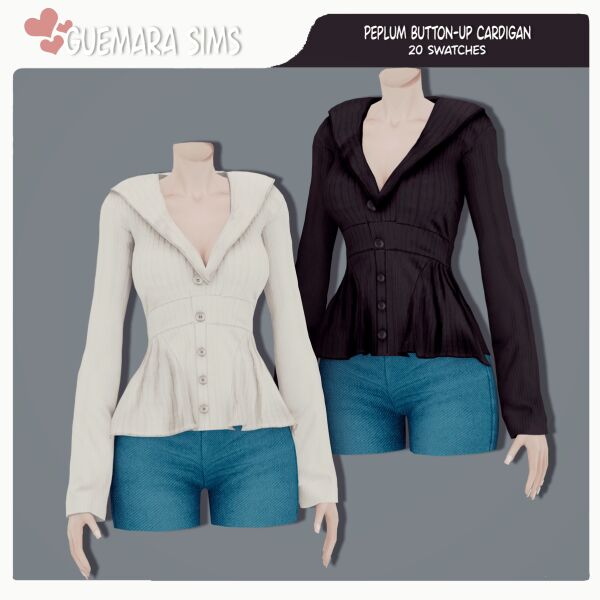 Peplum Button-Up Cardigan By Guemara 1 Peplum Button-Up Cardigan By Guemara Sims 4 CC