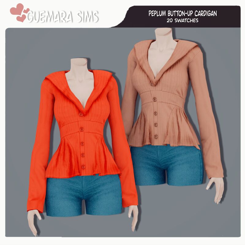 Peplum Button-Up Cardigan By Guemara 2 sims 4 cc peplum button up cardigan by guemara 2