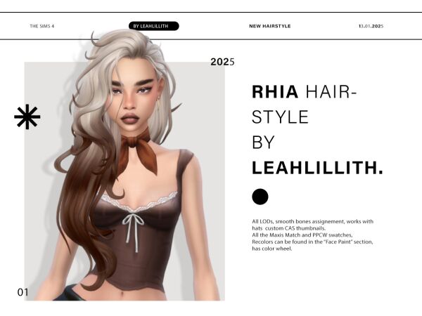 Rhia Hairstyle by LeahLillith 1 Rhia Hairstyle by LeahLillith Sims 4 CC