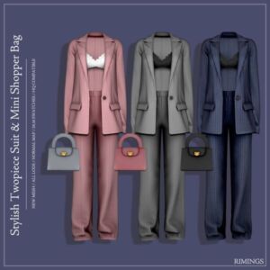 Chic Twopiece Suit & Mini Shopper Bag Sims 4 CC