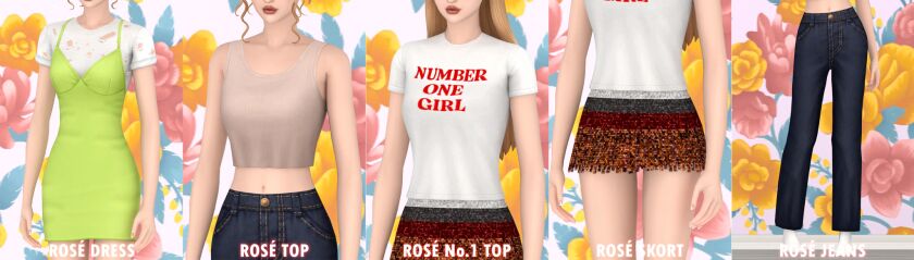 Rosie: Stylish Outfit Inspired by the ROSÉ Album 2 sims 4 cc rosie 5items 2