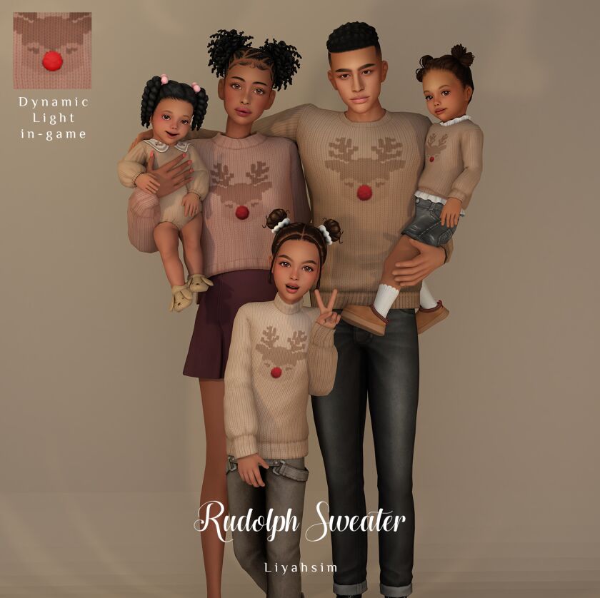 Rudolph Sweater - Perfect Holiday Gift 1 Rudolph Sweater – Perfect Holiday Gift Sims 4 CC