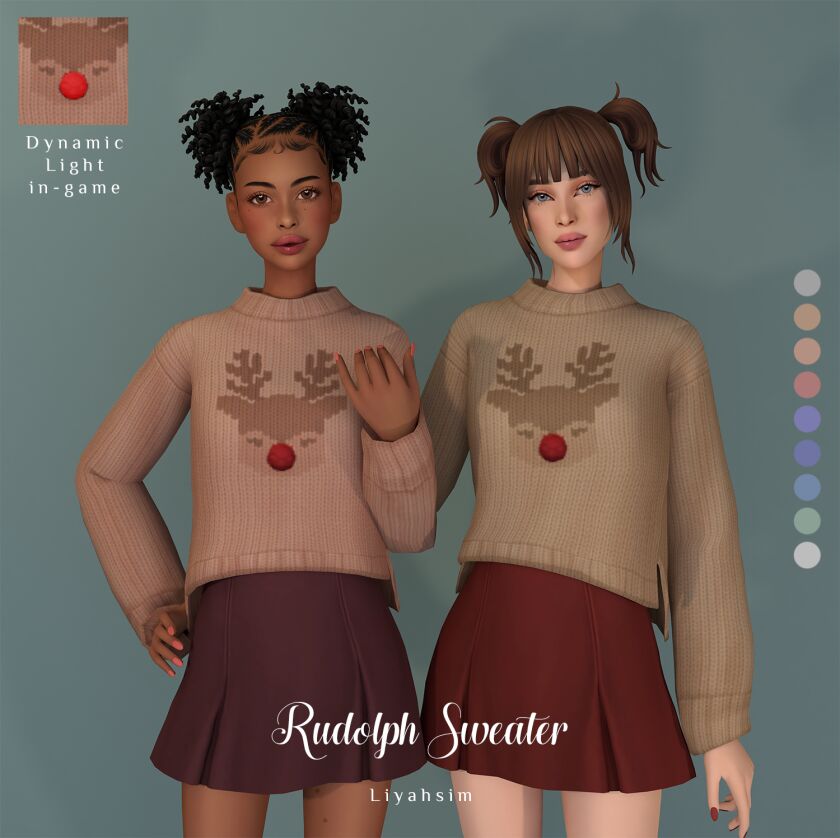 Rudolph Sweater - Perfect Holiday Gift 5 sims 4 cc rudolph sweater gift 2