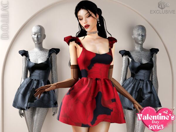 Ruffle Floral Mini Dress DO0693 1 Ruffle Floral Mini Dress DO0693 Sims 4 CC