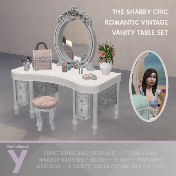 Charming Shabby Chic Vintage Vanity Set 1 Charming Shabby Chic Vintage Vanity Set Sims 4 CC