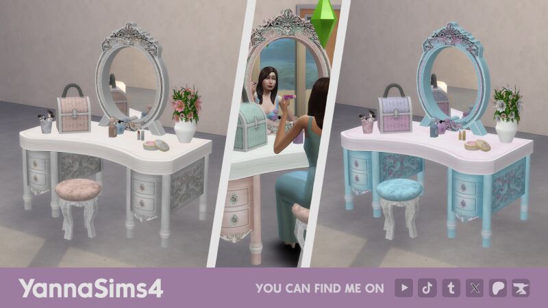 Charming Shabby Chic Vintage Vanity Set 2 sims 4 cc shabby chic romantic vintage vanity set by yannasims4cc 2