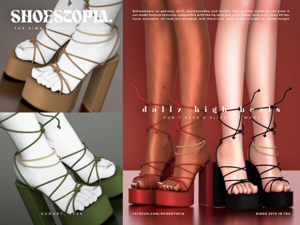 Stylish Opacity Sandals for Sims 4 4 sims 4 cc shoestopia opacity sandals 8