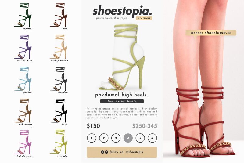 Stylish Ppkdumall High Heels for Sims 4 6 sims 4 cc shoestopia ppkdumall high heels 2