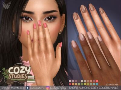 Short Almond Cozy Colors Nails Sims 4 CC