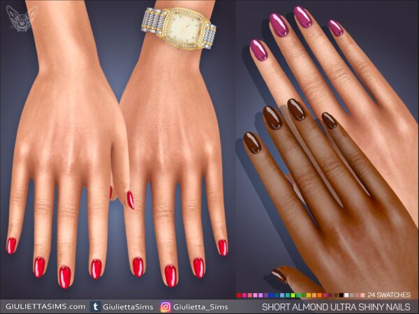 Short Almond Ultra Shiny Nails 1 Short Almond Ultra Shiny Nails Sims 4 CC