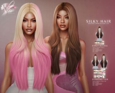 Silky Hair by BoatAom Sims 4 CC