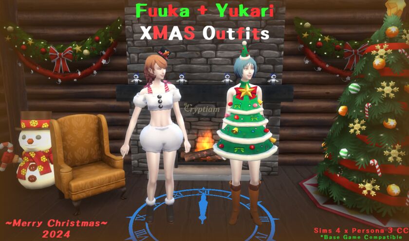 Sims 4 CC: Persona 3 Holiday Outfits for Yukari & Fuuka 1 Sims 4 CC: Persona 3 Holiday Outfits for Yukari & Fuuka Sims 4 CC