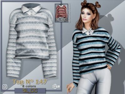 SL Top 147 – Stylish Female Top for Sims Sims 4 CC