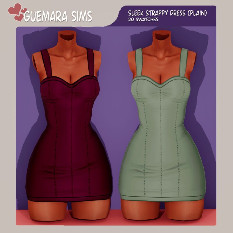 sims 4 cc sleek strappy dress by guemara 2