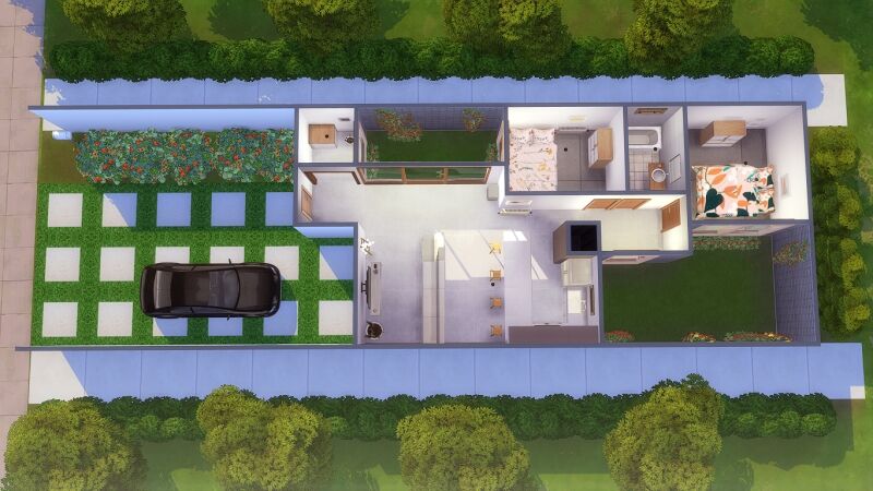 Small And Modern House 4 sims 4 cc small and modern house 9