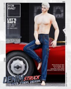 Stylish Straight FIT Cargo Denim Jeans Sims 4 CC