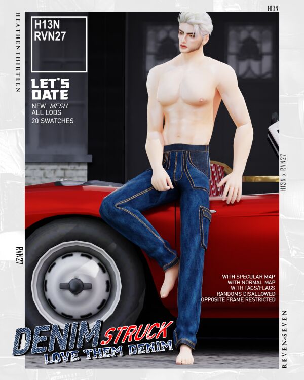 Stylish Straight FIT Cargo Denim Jeans 1 Stylish Straight FIT Cargo Denim Jeans Sims 4 CC