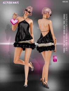 Lovely Outfit Dress & Bag Set Sims 4 CC