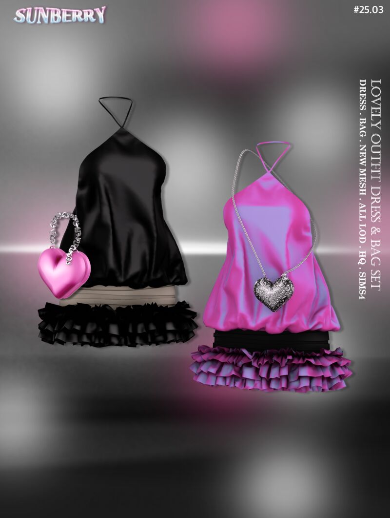 Lovely Outfit Dress & Bag Set 4 sims 4 cc sunberry 25 03 lovely outfit dress bag set 2