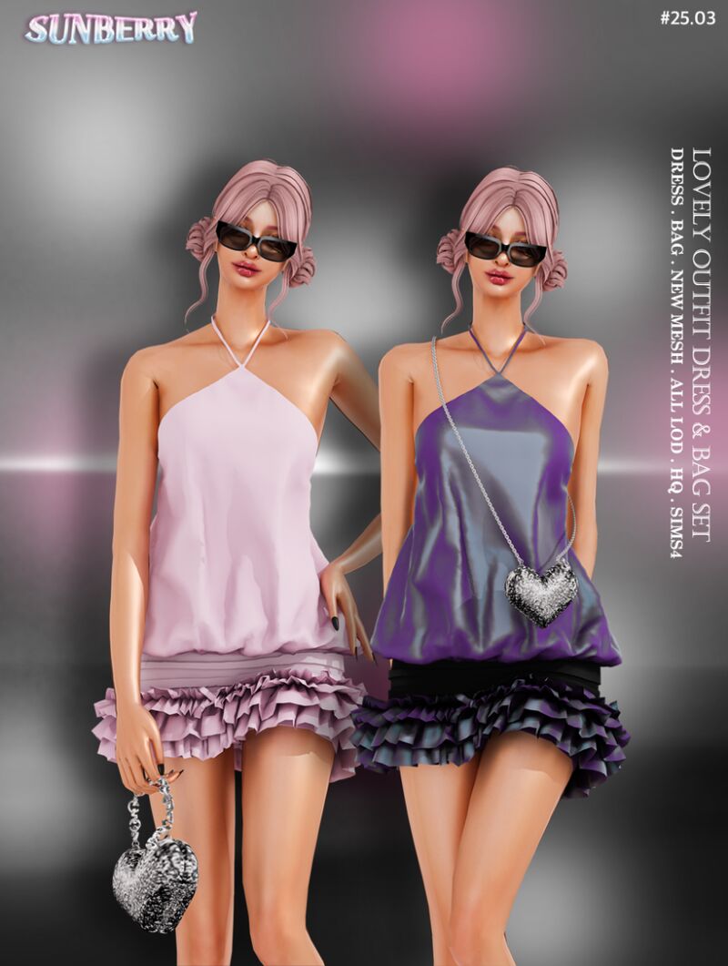Lovely Outfit Dress & Bag Set 2 sims 4 cc sunberry 25 03 lovely outfit dress bag set 3