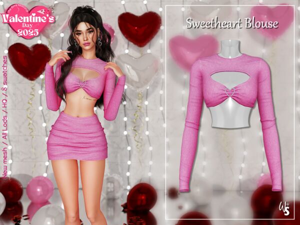Sweetheart SET - Blouse By Wisteriasims 1 Sweetheart SET – Blouse By Wisteriasims Sims 4 CC