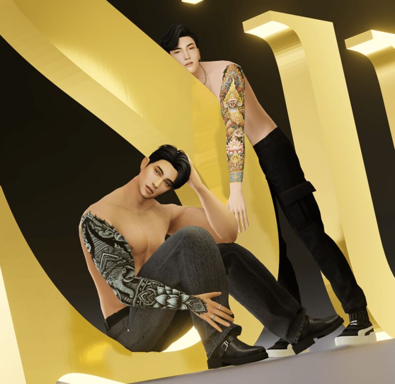 Stunning Sleeve Tattoo Collection 2 sims 4 cc tattoo collection sleeve royale heaven by po sul 2
