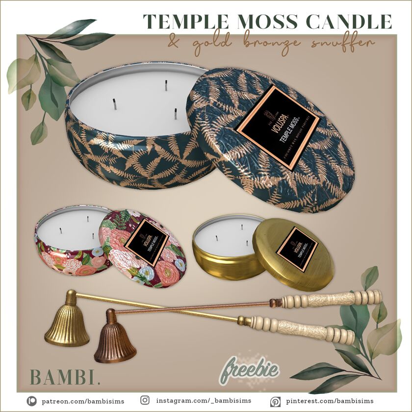 Temple Moss Candle and Candle Snuffer Sims 4 CC