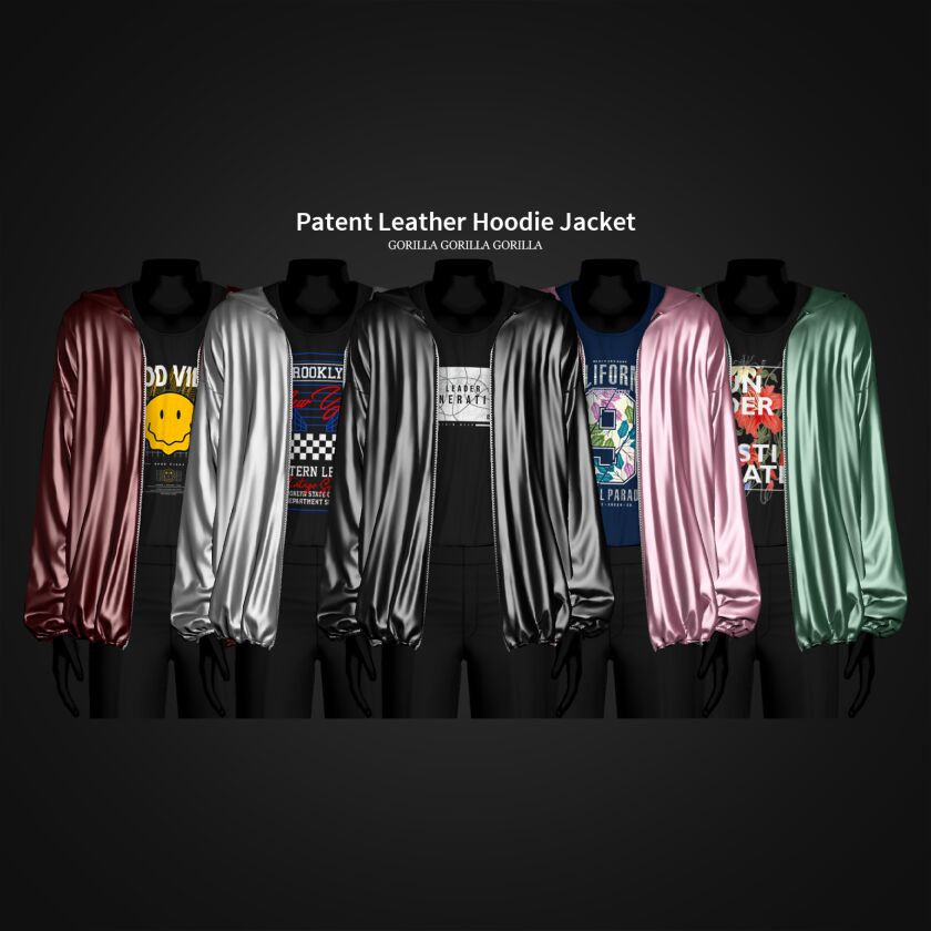 Stylish Patent Leather Hoodie Jacket 1 Stylish Patent Leather Hoodie Jacket Sims 4 CC