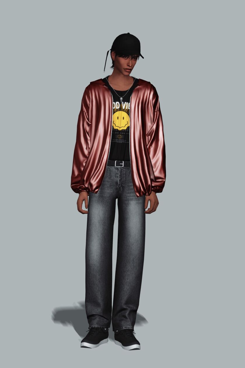 Stylish Patent Leather Hoodie Jacket 3 sims 4 cc terms of use 3