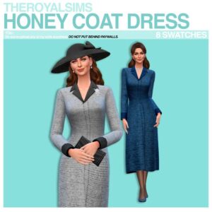 Theroyalsims Honey Coat Dress Sims 4 CC