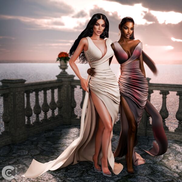 Thigh High-Slit Floor Length Gown 1 Thigh High-Slit Floor Length Gown Sims 4 CC