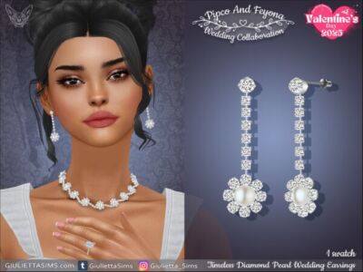 Timeless Diamond Pearl Drop Earrings Sims 4 CC