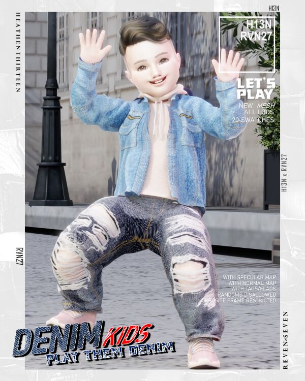 Toddler's Plaid Inside Shirt Country Denim Jacket 1 Toddler’s Plaid Inside Shirt Country Denim Jacket Sims 4 CC