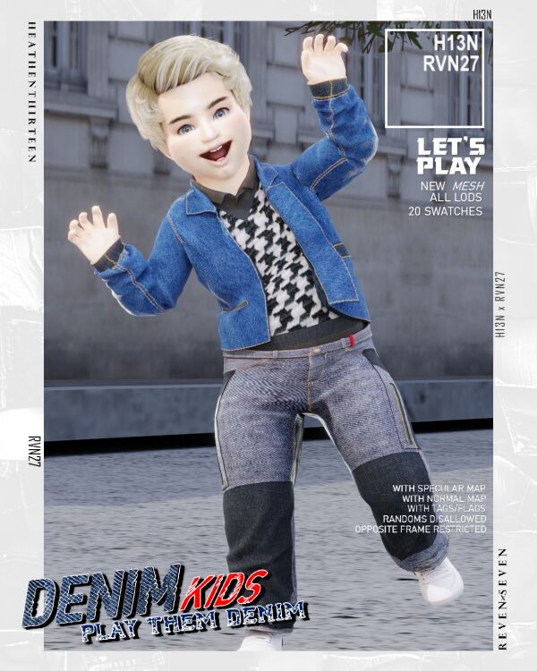 Toddler's Tactical Inspired Cargo Denim Jeans 1 Toddler’s Tactical Inspired Cargo Denim Jeans Sims 4 CC