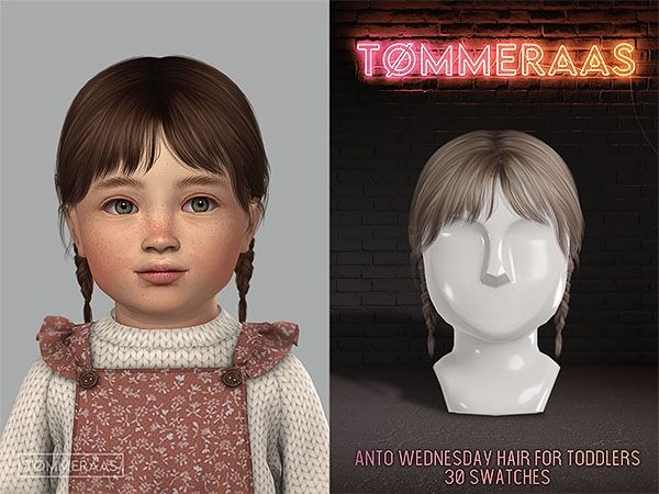 Tømmeraas | Anto Wednesday Hair Conversion for Toddlers 1 Tømmeraas | Anto Wednesday Hair Conversion for Toddlers Sims 4 CC