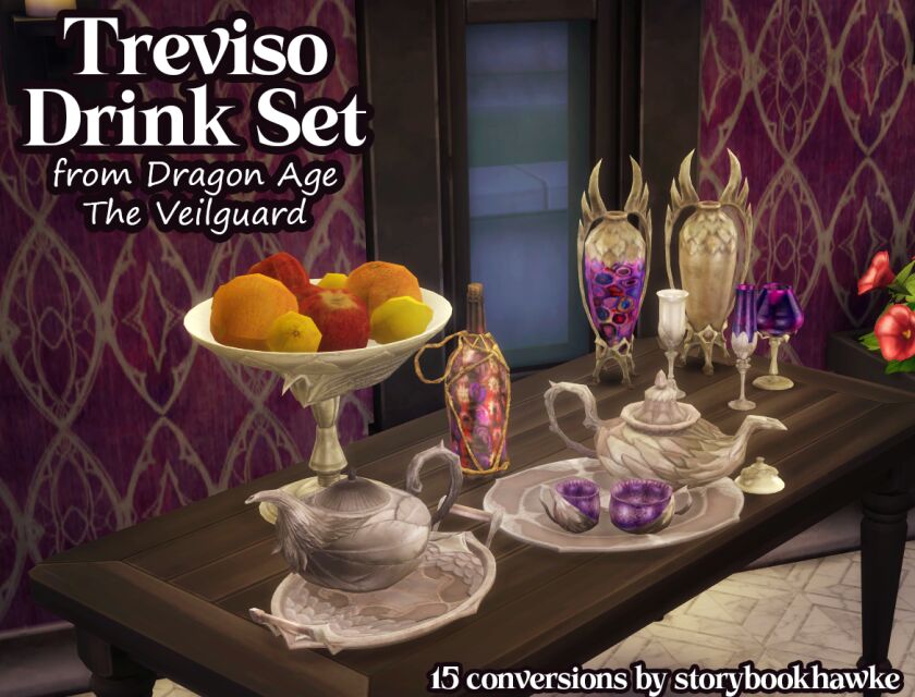 Treviso Drink Set for TS4! Sims 4 CC