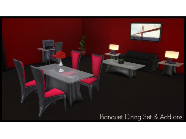 TS2 to TS4 - Banquet Dining Set & Add Ons 1 TS2 to TS4 – Banquet Dining Set & Add Ons Sims 4 CC