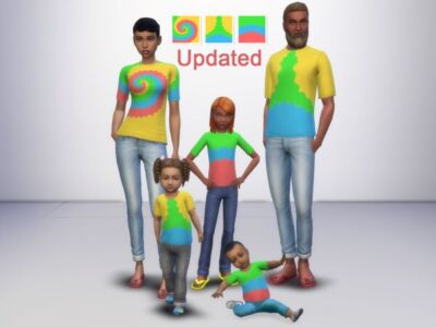 Updated ACNH Rainbow Tie-Dye T-Shirt for All Ages Sims 4 CC