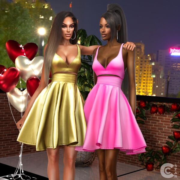 Chic V-Neckline Mini Tulle Dress for Valentine's Day 1 Chic V-Neckline Mini Tulle Dress for Valentine’s Day Sims 4 CC