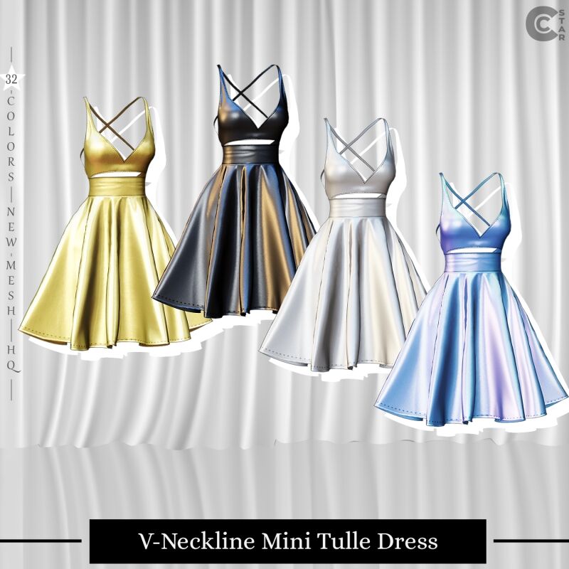 Chic V-Neckline Mini Tulle Dress for Valentine's Day 2 sims 4 cc v neckline mini tulle dress valentines day gift 2
