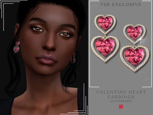 Valentine Heart Earrings by Glitterberryfly 1 Valentine Heart Earrings by Glitterberryfly Sims 4 CC
