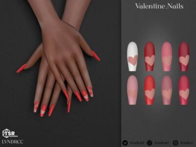 Stunning Valentine Nails for Sims Sims 4 CC