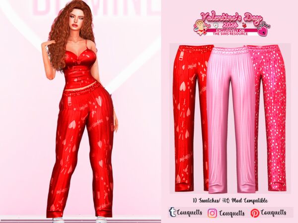 Valentine's Day Pajamas Set N1 1 Valentine’s Day Pajamas Set N1 Sims 4 CC