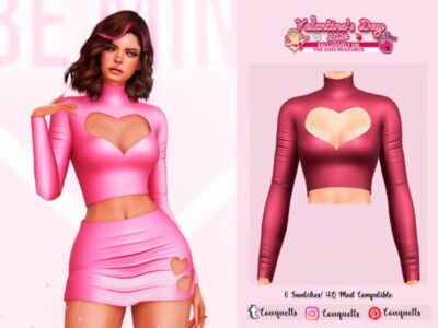 Valentines Day Pajamas Set N1 Top Sims 4 CC